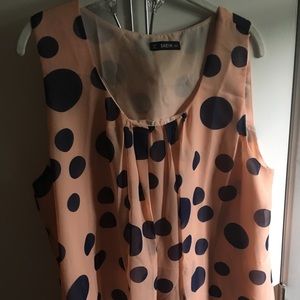Blush Blouse with navy blue dots
